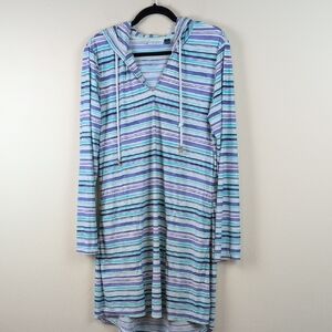 Cabana Life X Talbot's Byron Bay Hooded Tunic Striped Cover-up Size L